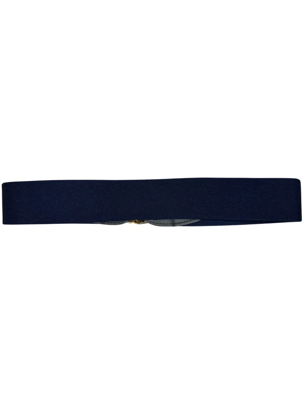 Vintage Day-Lor USA Navy Stretch Belt Ornate Gold Tone Statement Buckle